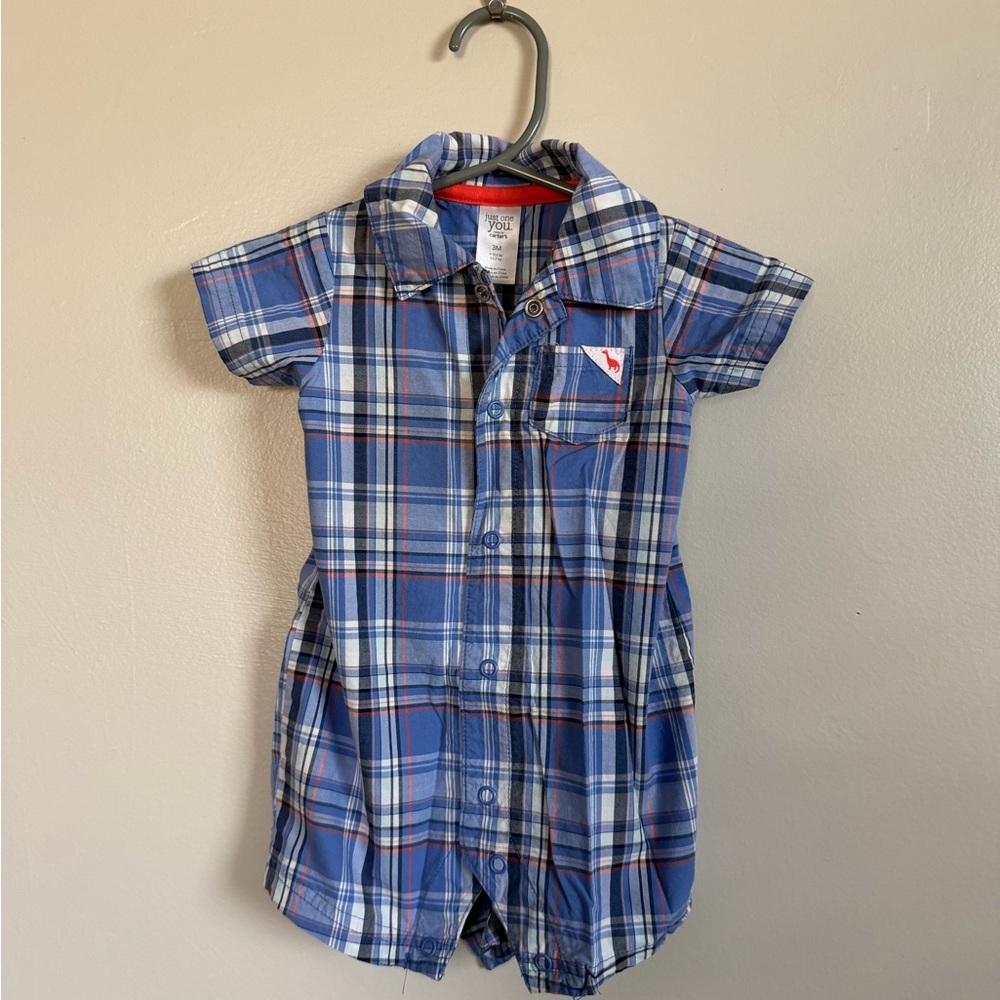 Carter's Blue and Red Plaid Romper